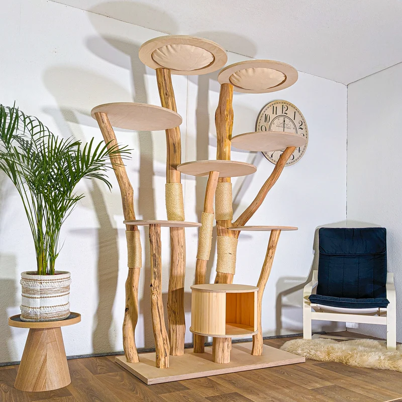 Naturkratzbaum 4545 Kratzbaum Natur Holz Design 200 cm hoch Katzenbaum