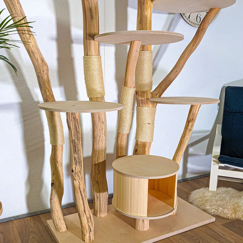 Naturkratzbaum 4545 Kratzbaum Natur Holz Design 200 cm hoch Katzenbaum