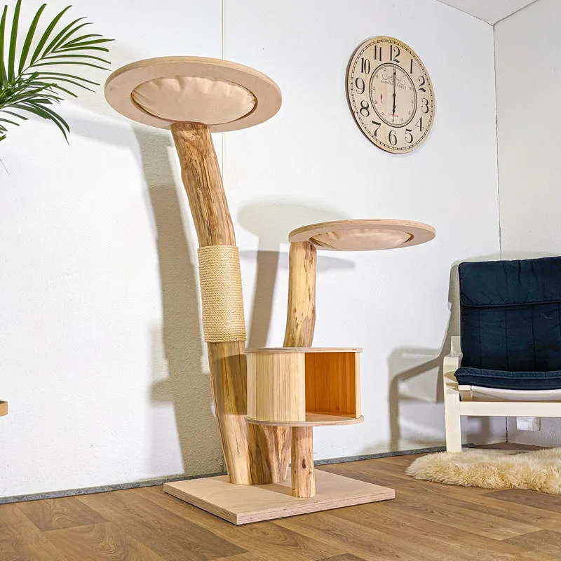 Naturkratzbaum 4544 Kratzbaum Natur Holz Design 137 cm hoch Katzenbaum