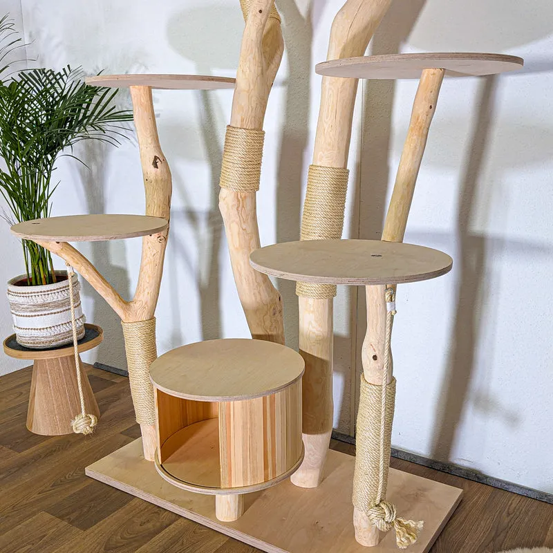 Naturkratzbaum 4540 Kratzbaum Natur Holz Design 205 cm hoch Katzenbaum