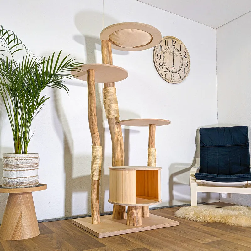 Naturkratzbaum 4530 Kratzbaum Natur Holz Design 175 cm hoch Katzenbaum