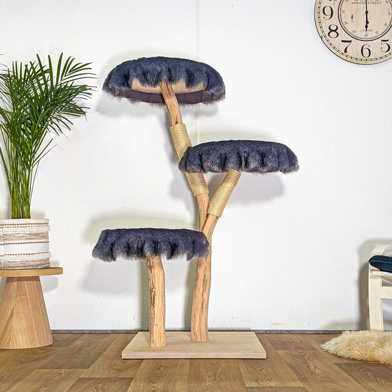 Naturkratzbaum 4526 Kratzbaum Natur Holz Design 135 cm hoch Katzenbaum