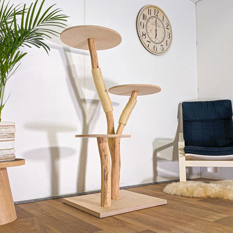 Naturkratzbaum 4526 Kratzbaum Natur Holz Design 135 cm hoch Katzenbaum