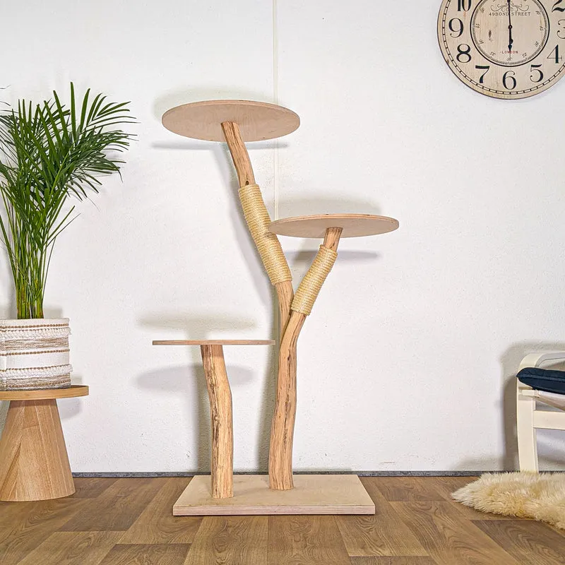 Naturkratzbaum 4526 Kratzbaum Natur Holz Design 135 cm hoch Katzenbaum