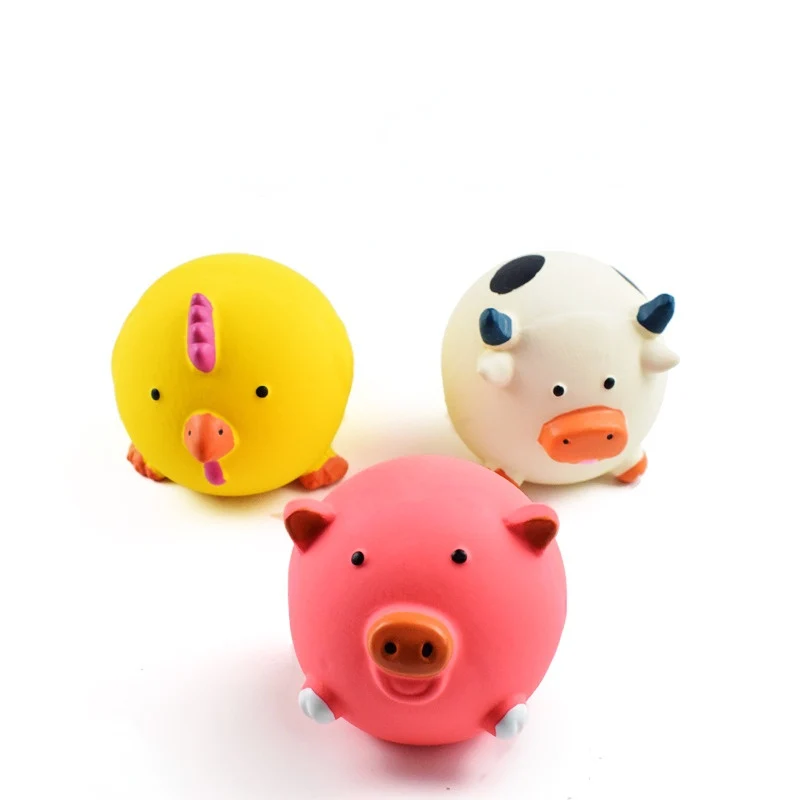 Hundespielzeug Quietsch, Schwein, Kuh und Huhn Design, buntes Beschäftigungsspielzeug für mehr Spielspaß, für kleine Hunde geeignet (1 Stück)