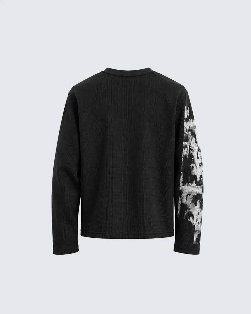 KIIKIO Vintage Graphic Portrait Long Sleeve T-Shirt