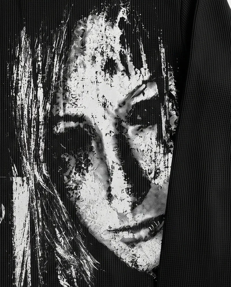 KIIKIO Vintage Graphic Portrait Long Sleeve T-Shirt