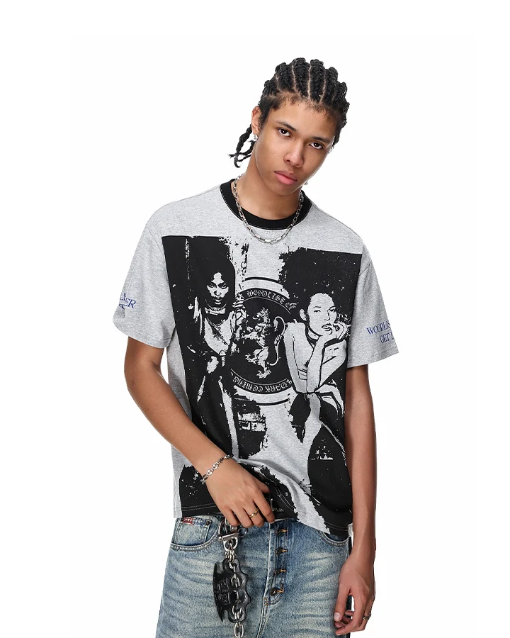 KIIKIO Vintage Portrait Graphic Contrast Tee