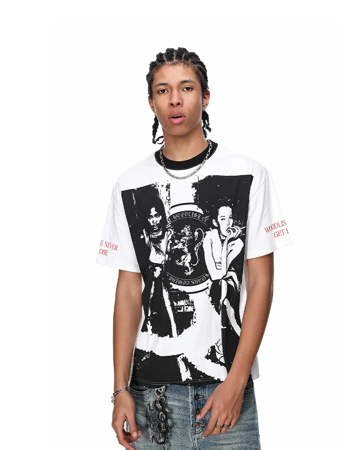 KIIKIO Vintage Portrait Graphic Contrast Tee