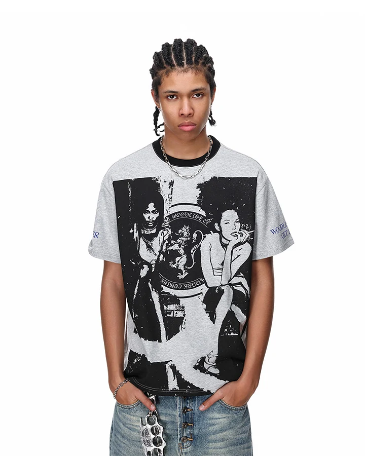 KIIKIO Vintage Portrait Graphic Contrast Tee