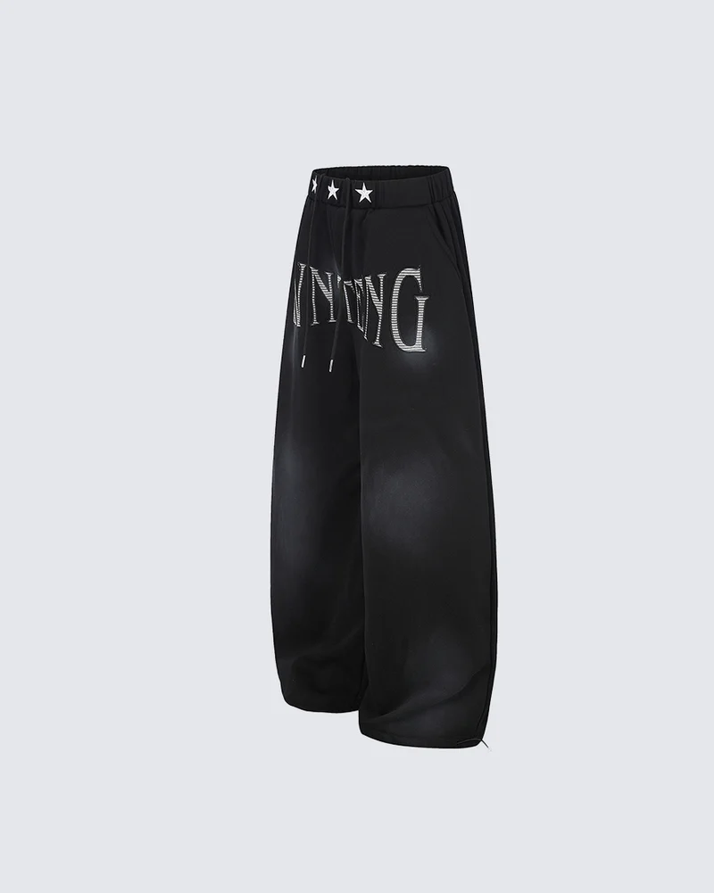 KIIKIO Dark Star Letter Oversized Wide Leg Sweatpants