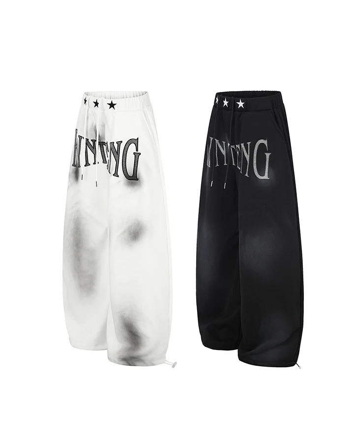 KIIKIO Dark Star Letter Oversized Wide Leg Sweatpants