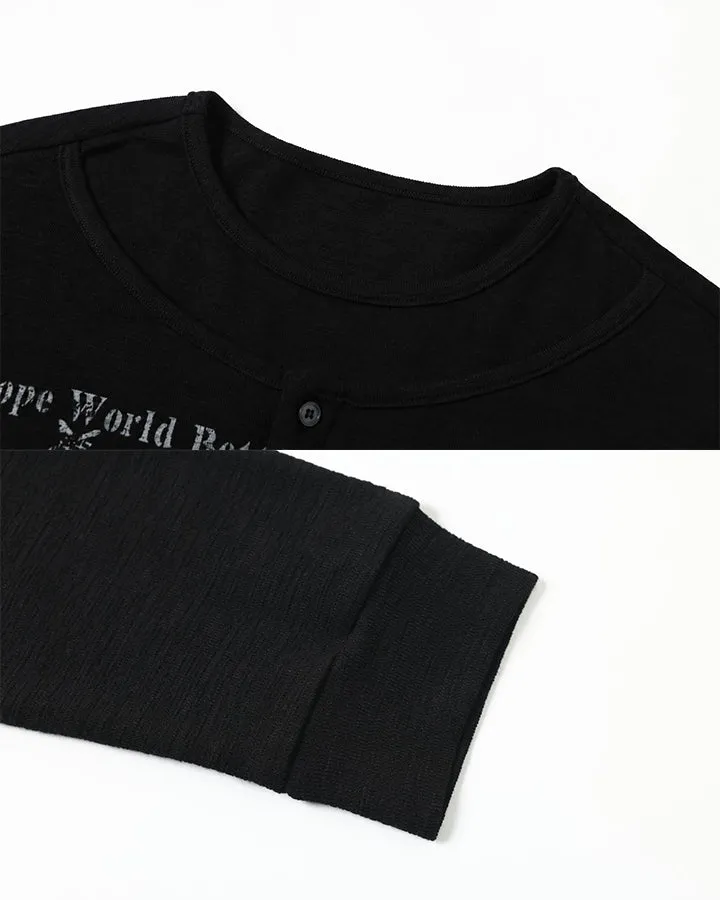 KIIKIO Dark Vintage Distressed Graphic Long Sleeve Tee