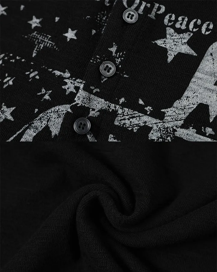 KIIKIO Dark Vintage Distressed Graphic Long Sleeve Tee