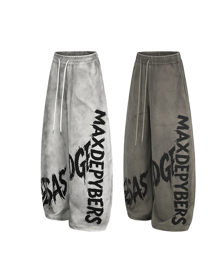 KIIKIO Washed Graffiti Wide Leg Sweatpants
