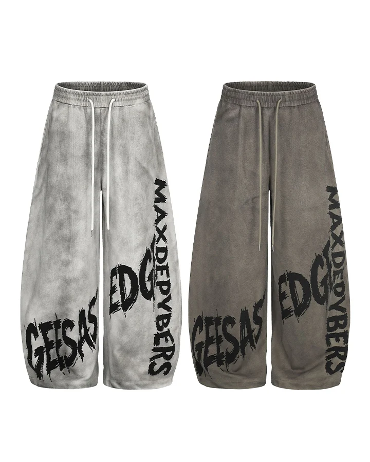KIIKIO Washed Graffiti Wide Leg Sweatpants