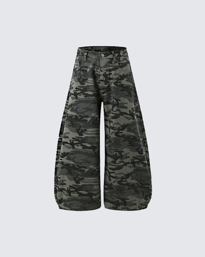 KIIKO Vintage Camouflage Wide Leg Cargo Pants