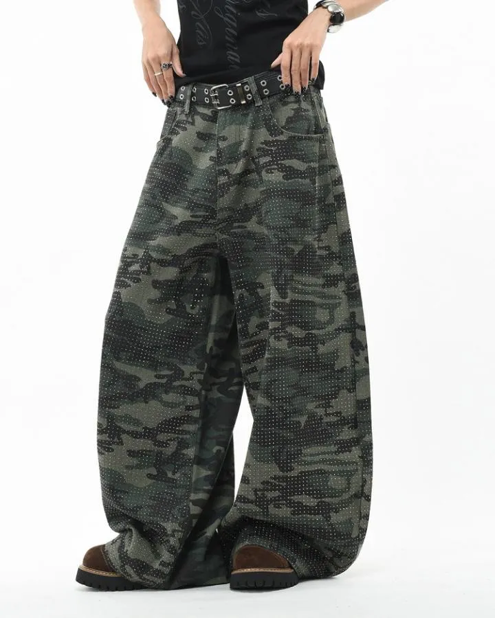 KIIKO Vintage Camouflage Wide Leg Cargo Pants
