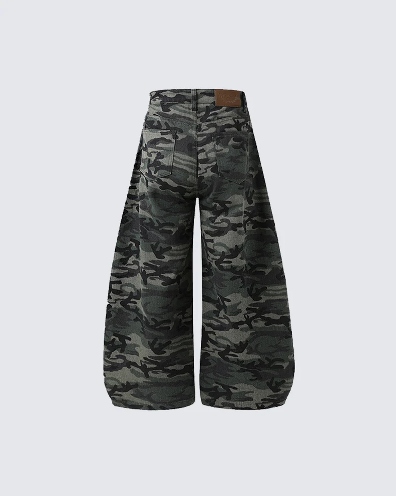 KIIKO Vintage Camouflage Wide Leg Cargo Pants
