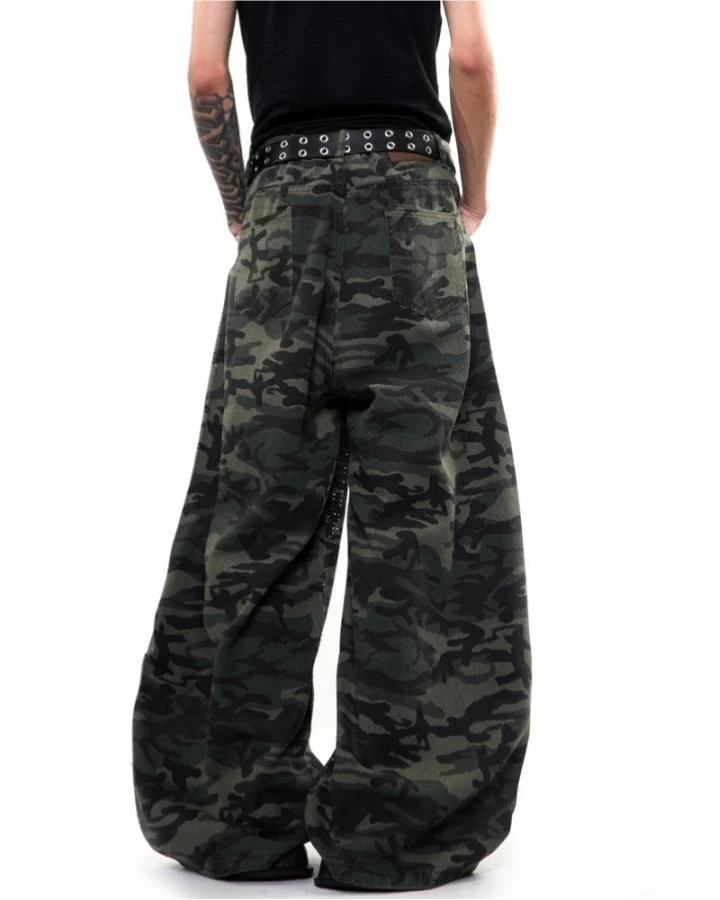KIIKO Vintage Camouflage Wide Leg Cargo Pants