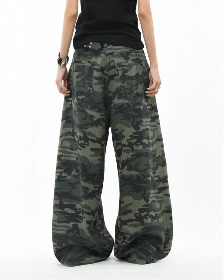 KIIKO Vintage Camouflage Wide Leg Cargo Pants