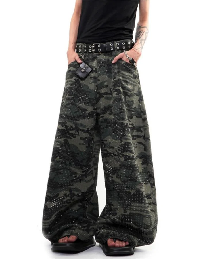 KIIKO Vintage Camouflage Wide Leg Cargo Pants
