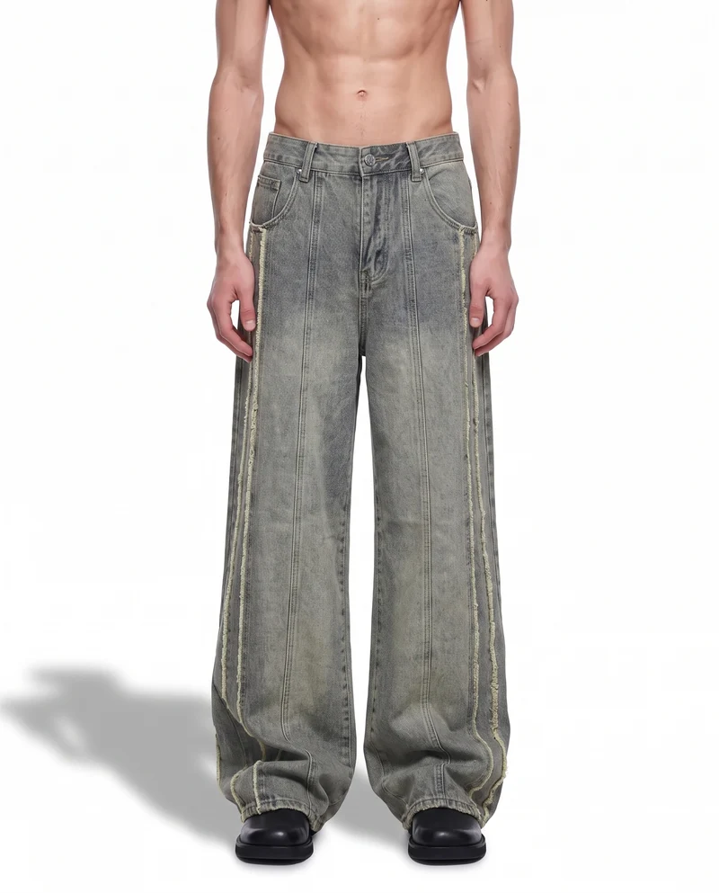 KIIKIO Vintage Washed Wide Leg Denim Jeans