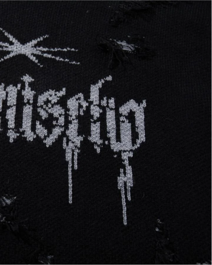 KIIKIO Distressed Vintage Graphic Knit Sweater