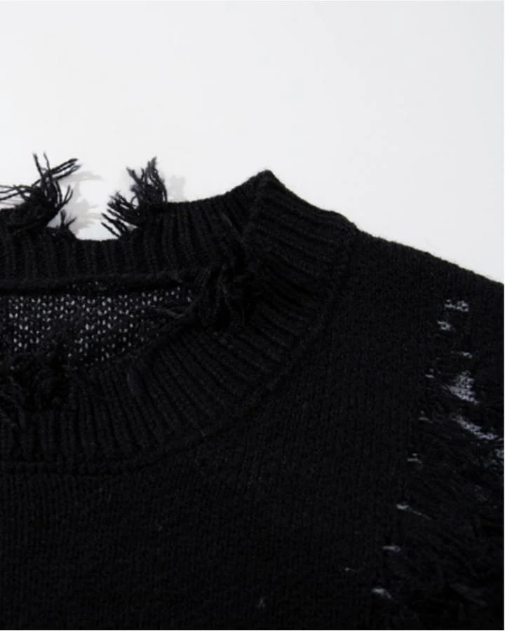 KIIKIO Distressed Vintage Graphic Knit Sweater
