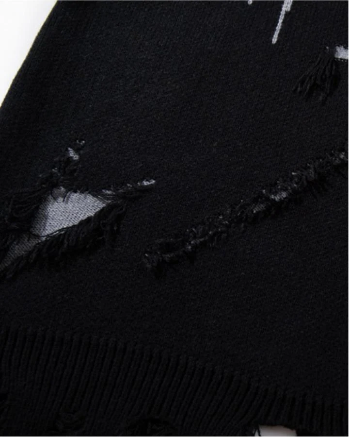 KIIKIO Distressed Vintage Graphic Knit Sweater
