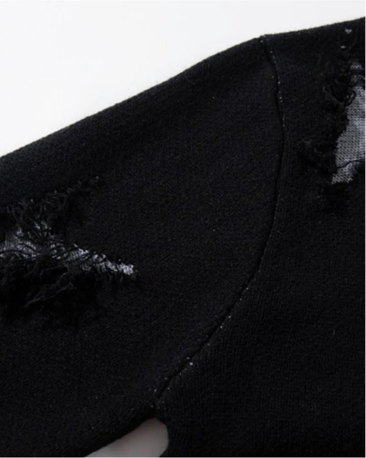 KIIKIO Distressed Vintage Graphic Knit Sweater