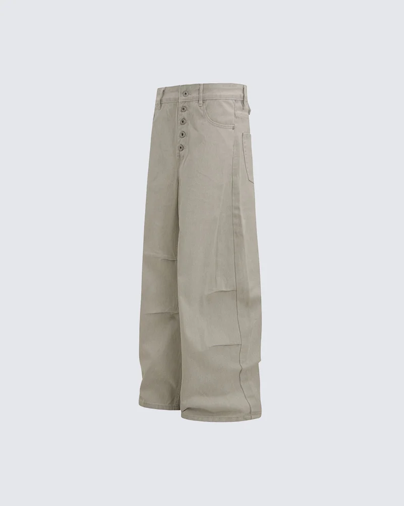 KIIKIO Washed Pleated Five Button Curved Blade Jeans
