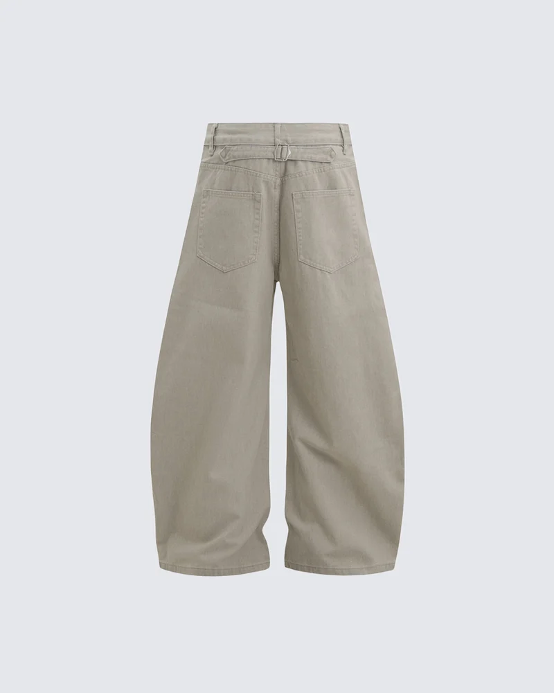 KIIKIO Washed Pleated Five Button Curved Blade Jeans