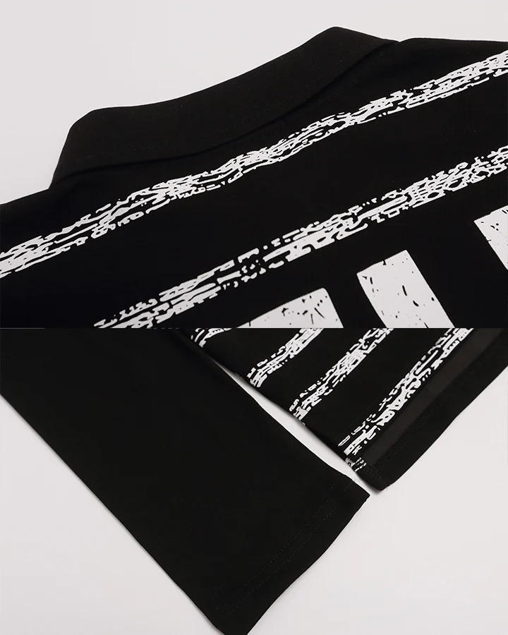 KIIKIO Street Layered Graphic Polo Long Sleeve Tee