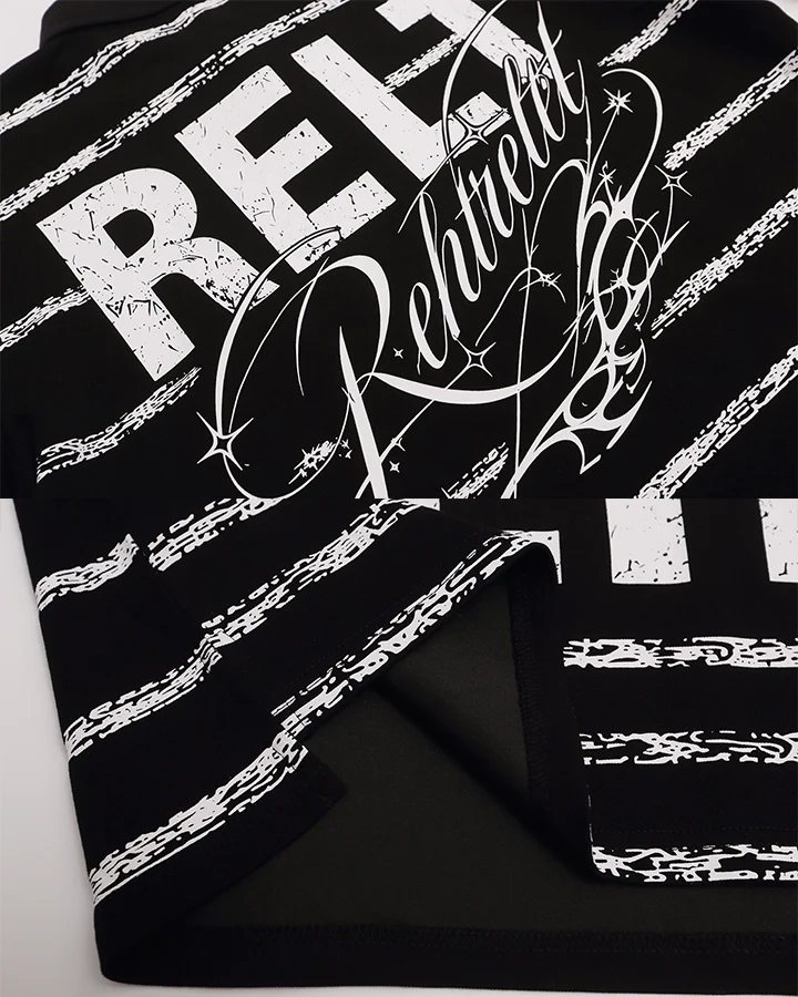 KIIKIO Street Layered Graphic Polo Long Sleeve Tee