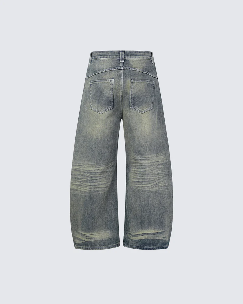 KIIKIO Vintage Washed Baggy Wide Leg Jeans
