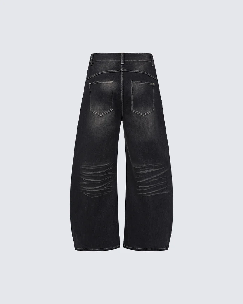 KIIKIO Vintage Washed Baggy Wide Leg Jeans