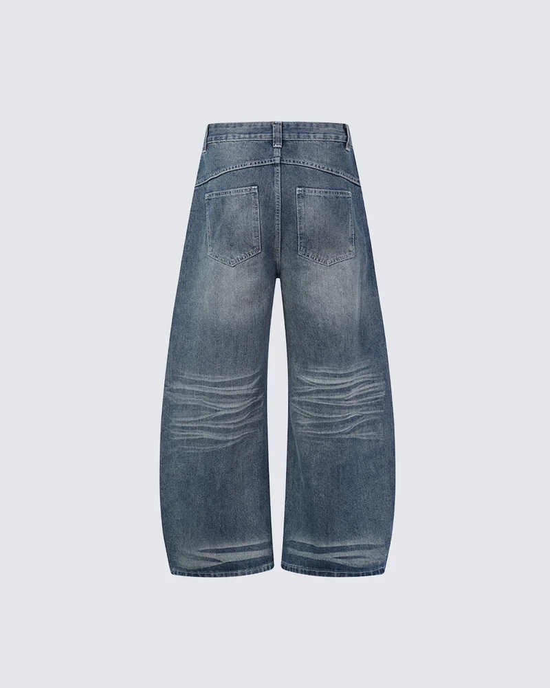 KIIKIO Vintage Washed Baggy Wide Leg Jeans