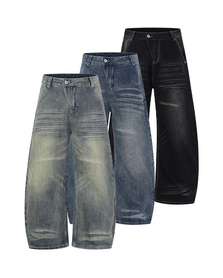 KIIKIO Vintage Washed Baggy Wide Leg Jeans