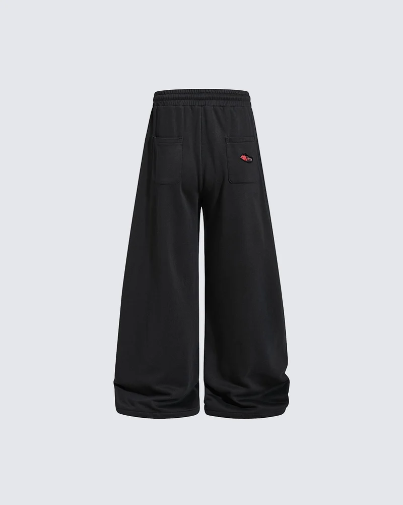 KIIKIO Dark Patchwork Curved Blade Wide Leg Sweatpants