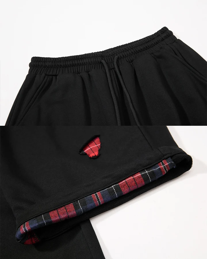 KIIKIO Dark Patchwork Curved Blade Wide Leg Sweatpants