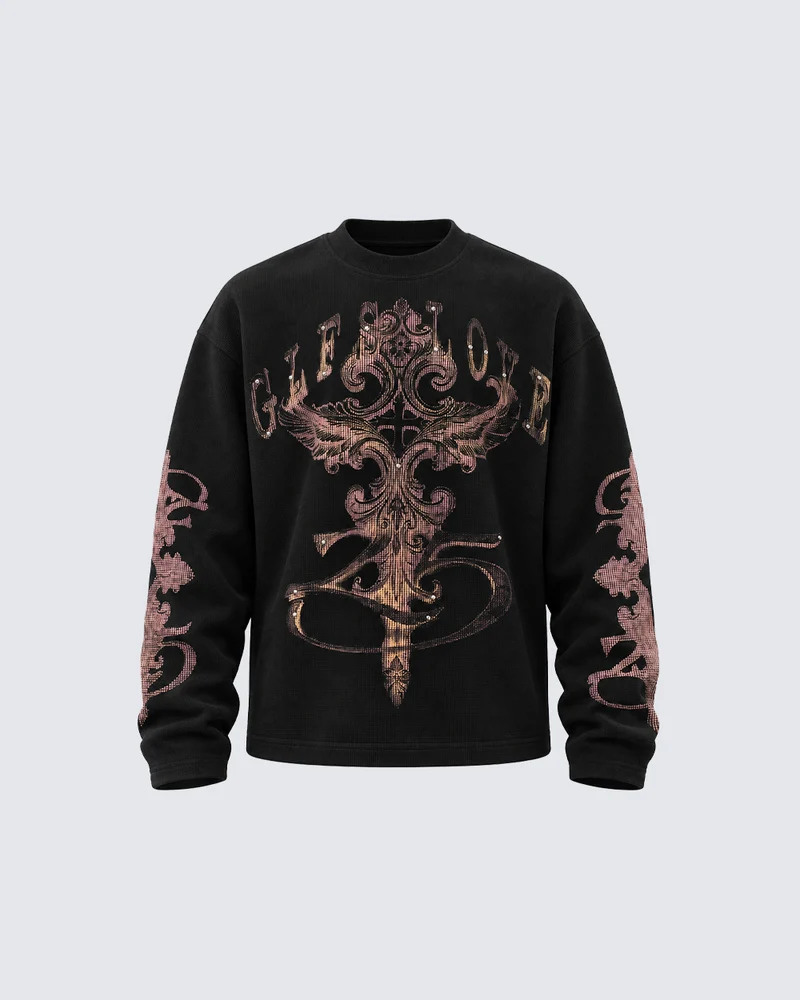 KIIKIO Gothic Vintage Graphic Oversized Long Sleeve Tee