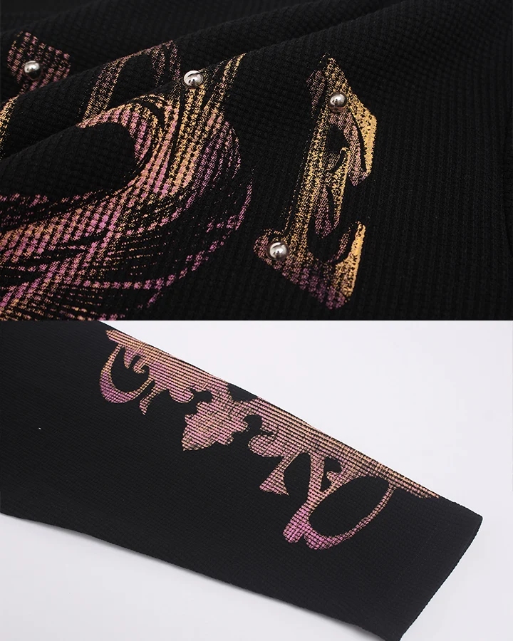 KIIKIO Gothic Vintage Graphic Oversized Long Sleeve Tee