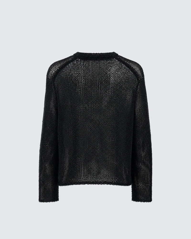 KIIKIO Vintage Cross Graphic Mesh Knit Sweater