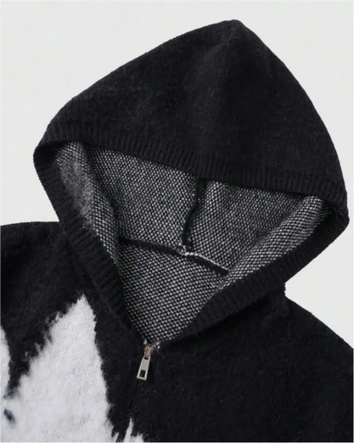 KIIKIO Vintage Abstract Pattern Zip-Up Hoodie