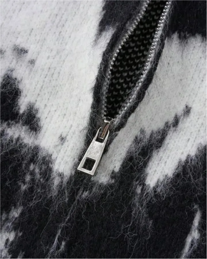 KIIKIO Vintage Abstract Pattern Zip-Up Hoodie