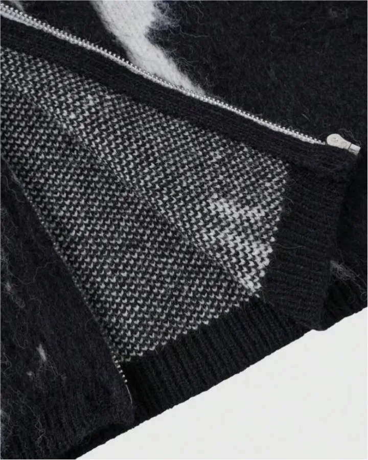 KIIKIO Vintage Abstract Pattern Zip-Up Hoodie