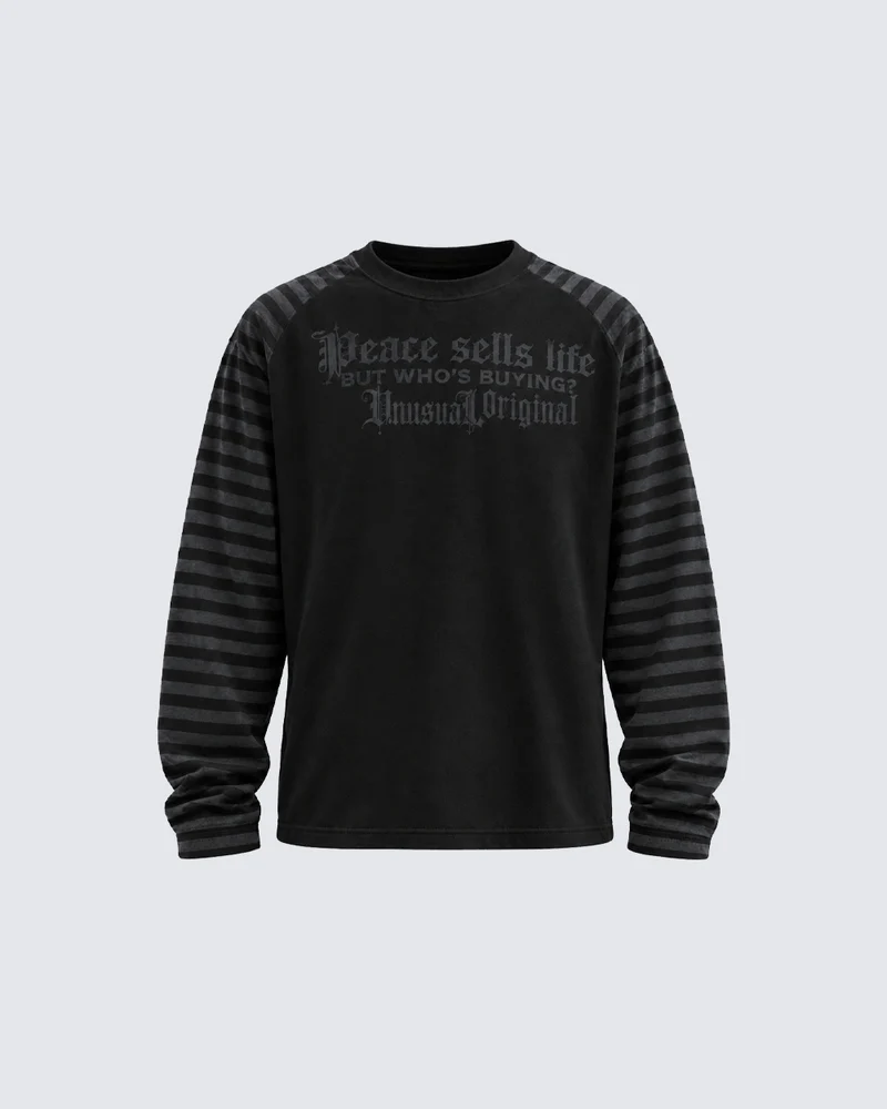 KIIKIO Vintage Striped Graphic Long Sleeve T-Shirt