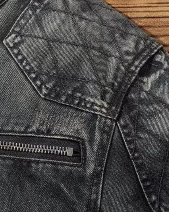 KIIKIO American Vintage Washed Denim Zip-Up Jacket