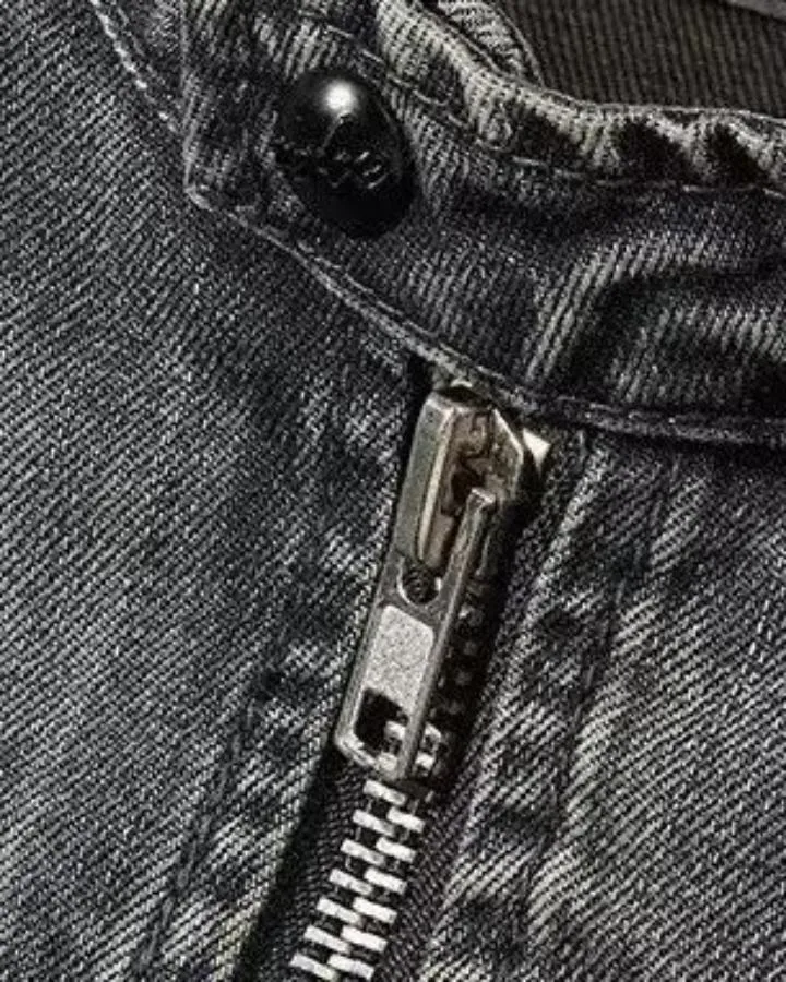 KIIKIO American Vintage Washed Denim Zip-Up Jacket